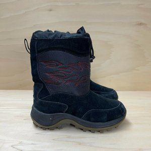 L.L.Bean Kids 05467 Leather Mid Calf Pull On Round Toe Black Winter Boot Size 2